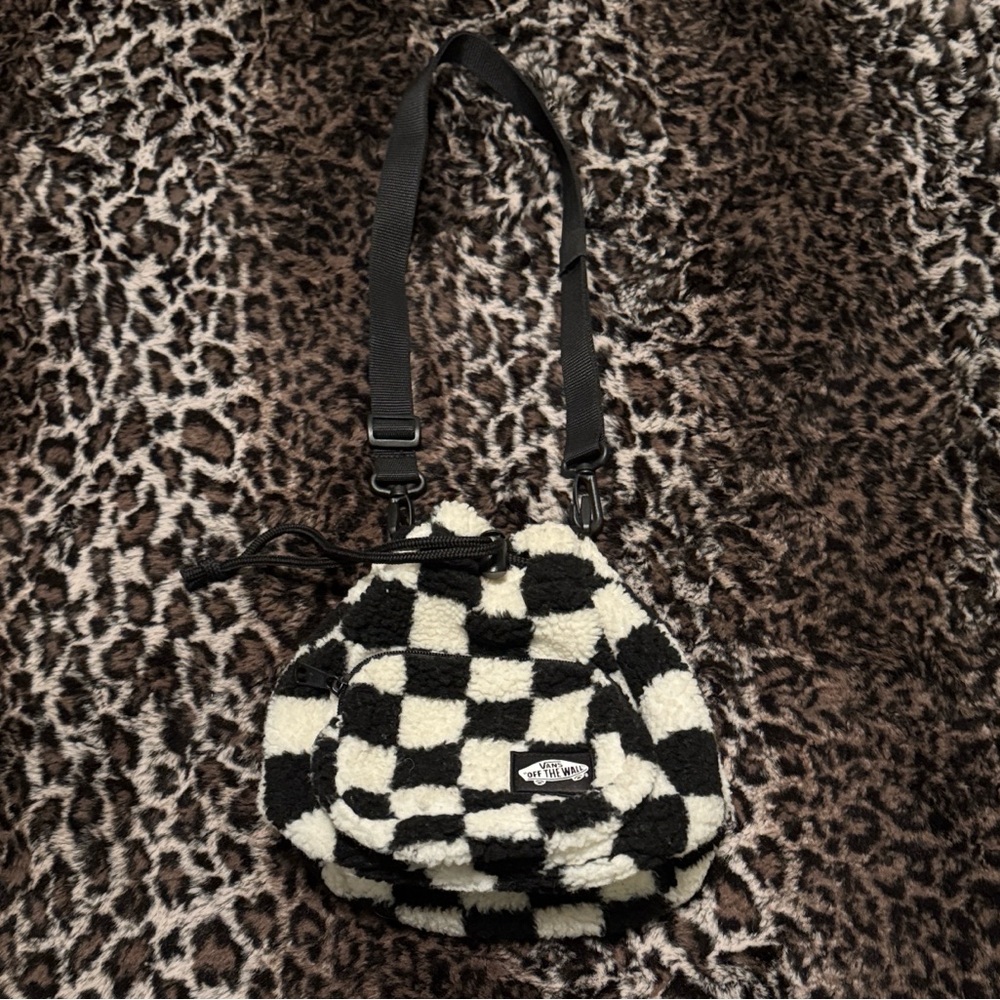 Vans Black & White Checker Sherpa Crossbody - Picture 4 of 5